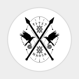 Twin Ravens of Odin | Norse Pagan Symbol Magnet